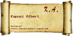 Kapusi Albert névjegykártya