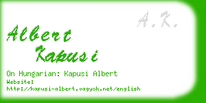 albert kapusi business card